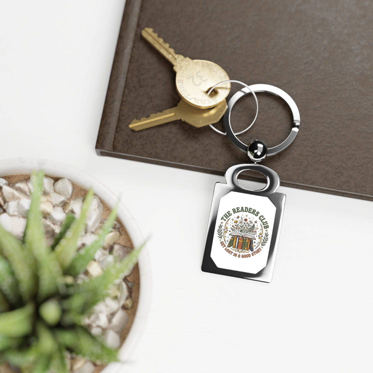 The Readers Club Rectangle Photo Keyring