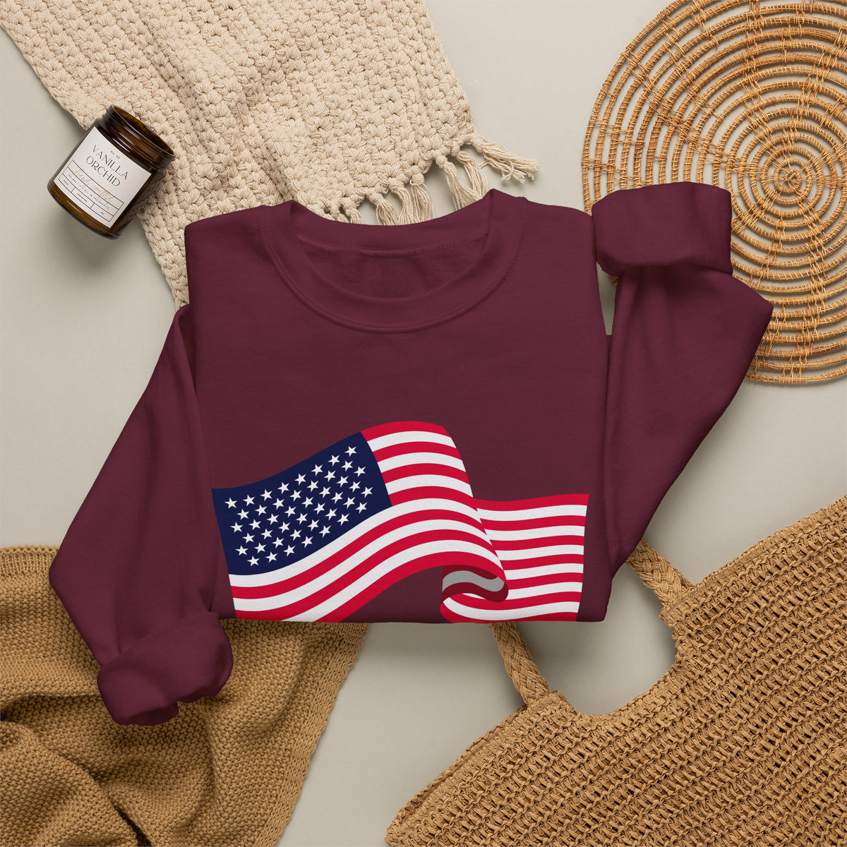 American Flag Crewneck Sweatshirt