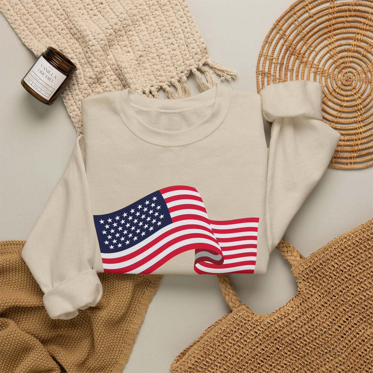 American Flag Crewneck Sweatshirt